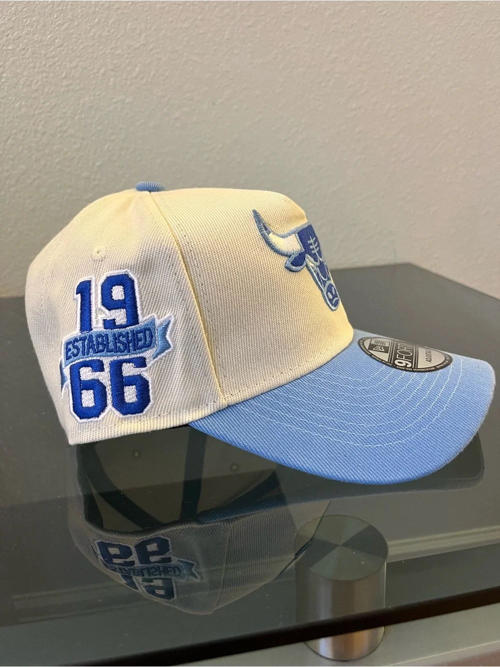 New Era Kids Chicago Bulls Cream and Light Blue Adjustable Cap
